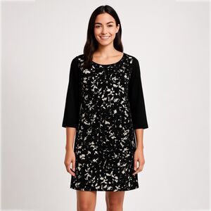 Gap Floral Print Shift Dress with Contrast Sleeve